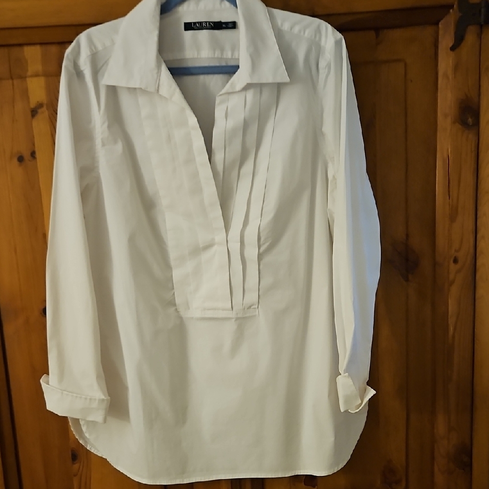RALPH LAUREN WHITE TUNIC STYLE SHIRT SIZE XL
